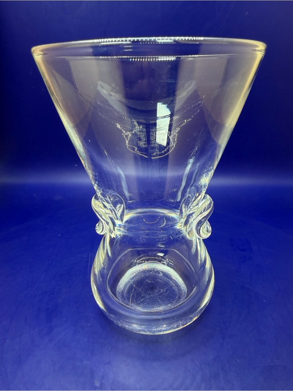 Vintage Steuben Crystal "Signet" Hourglass Art Glass Vase #8002 – Signed David H